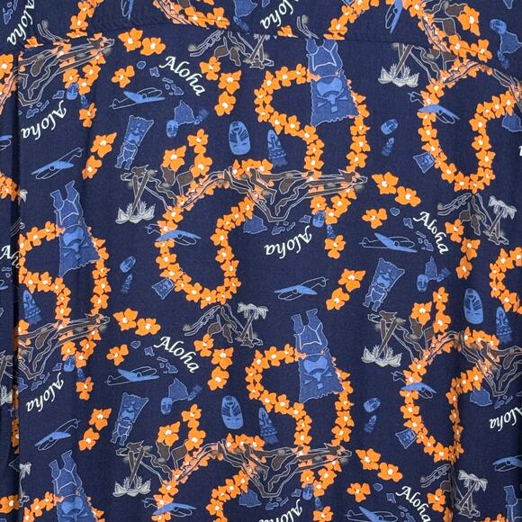 Vintage Route 66 Size XL Alaha Tiki Lei Hawaiian Button Up Short Sleeve Shirt - Picture 6 of 7